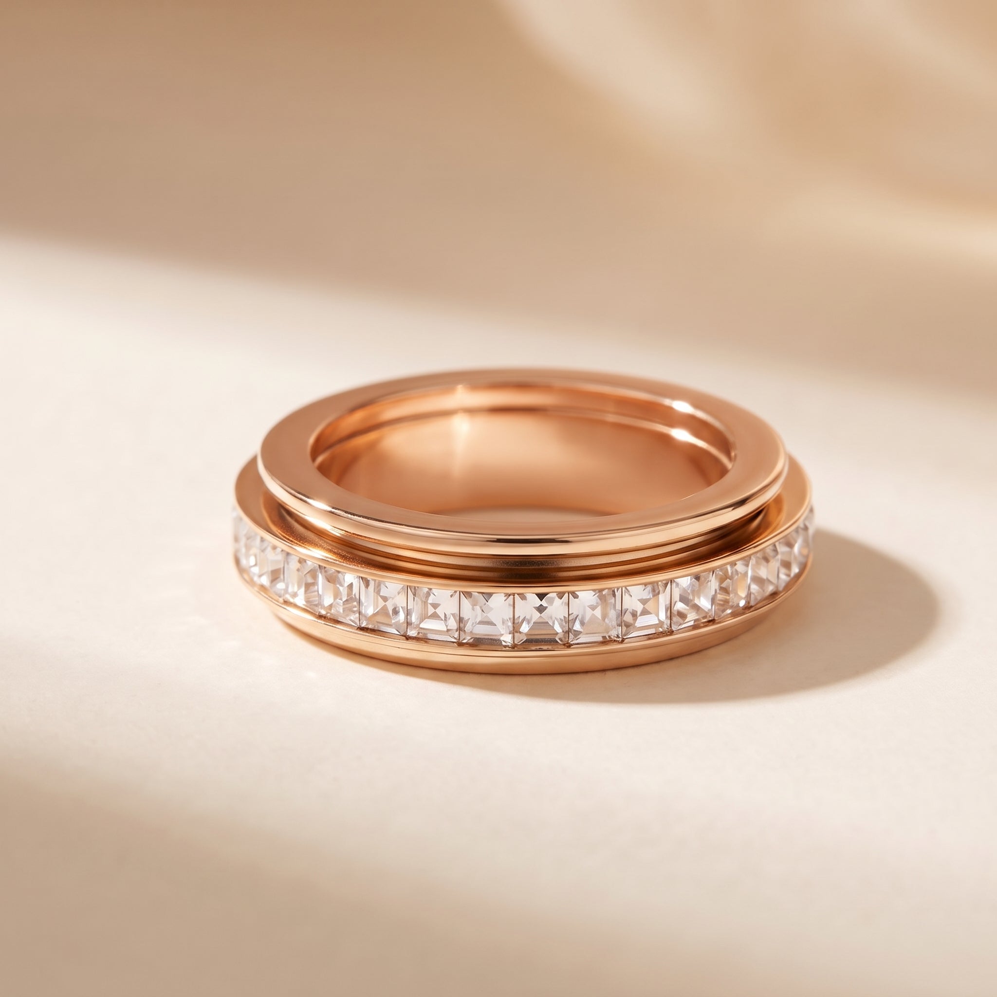 Crystal Halo Spinner Ring
