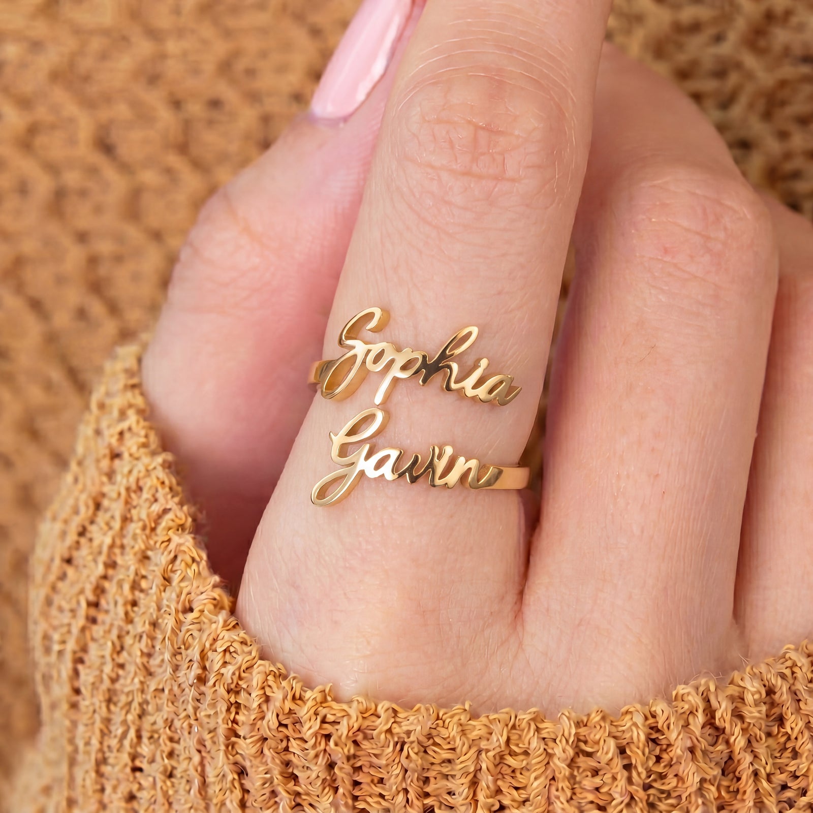 Personalized Double Name Ring