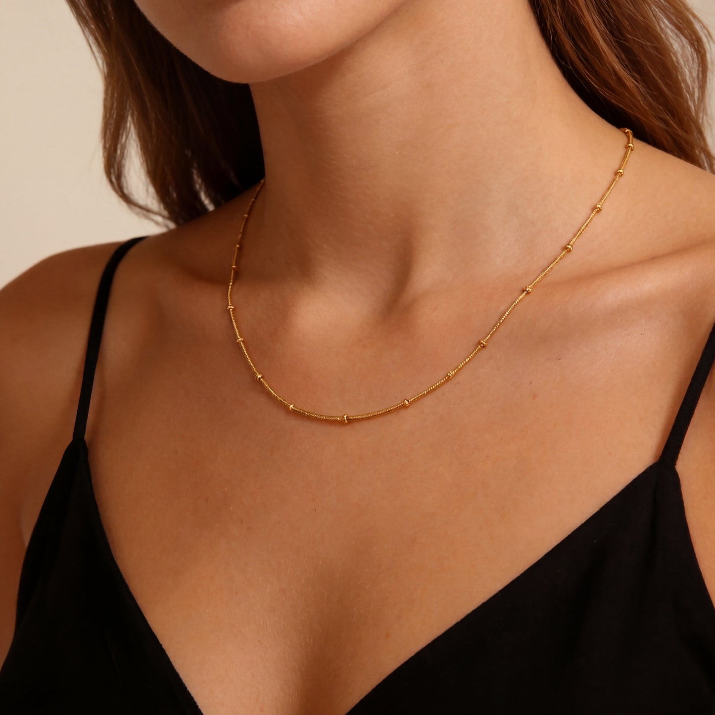Dainty Gold Ball Chain Necklace