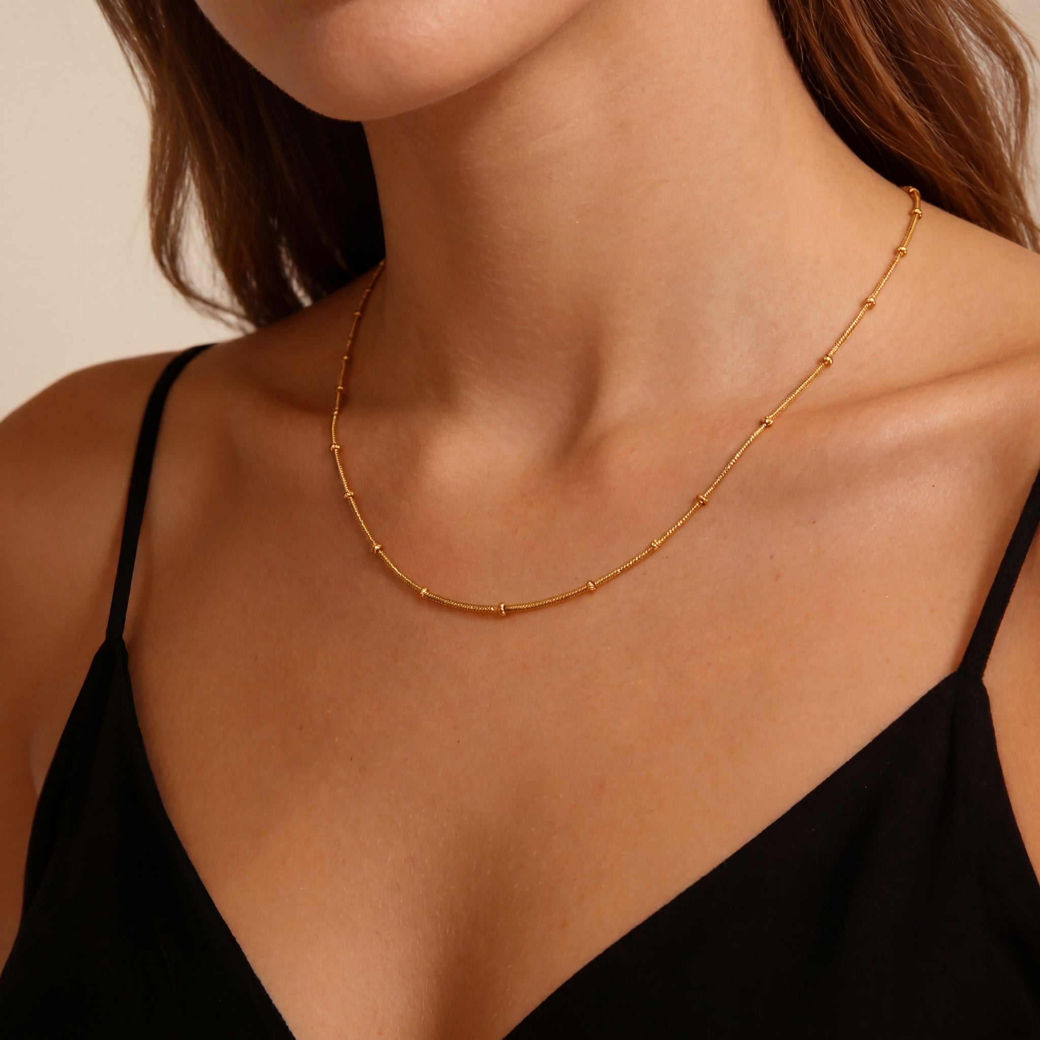 Dainty Gold Ball Chain Necklace