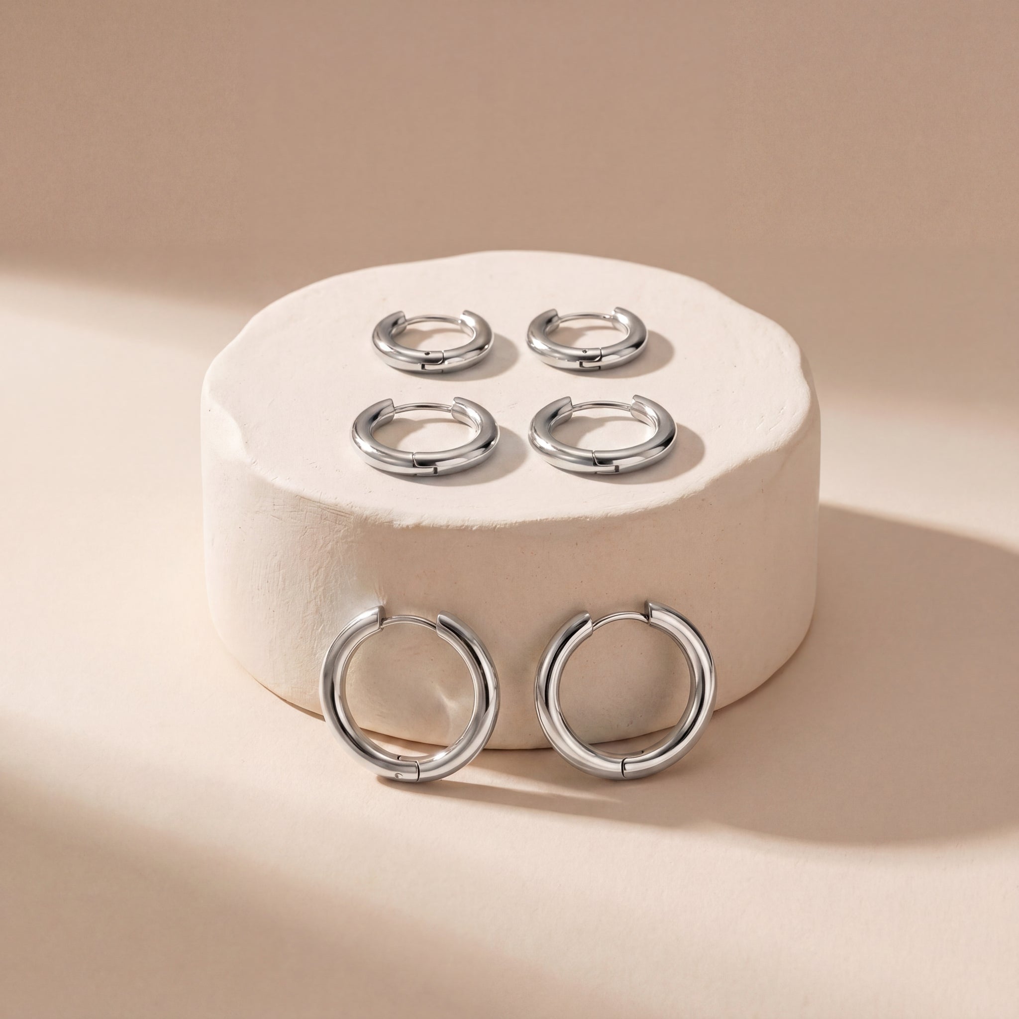 Classic Round Hoop Earrings Set