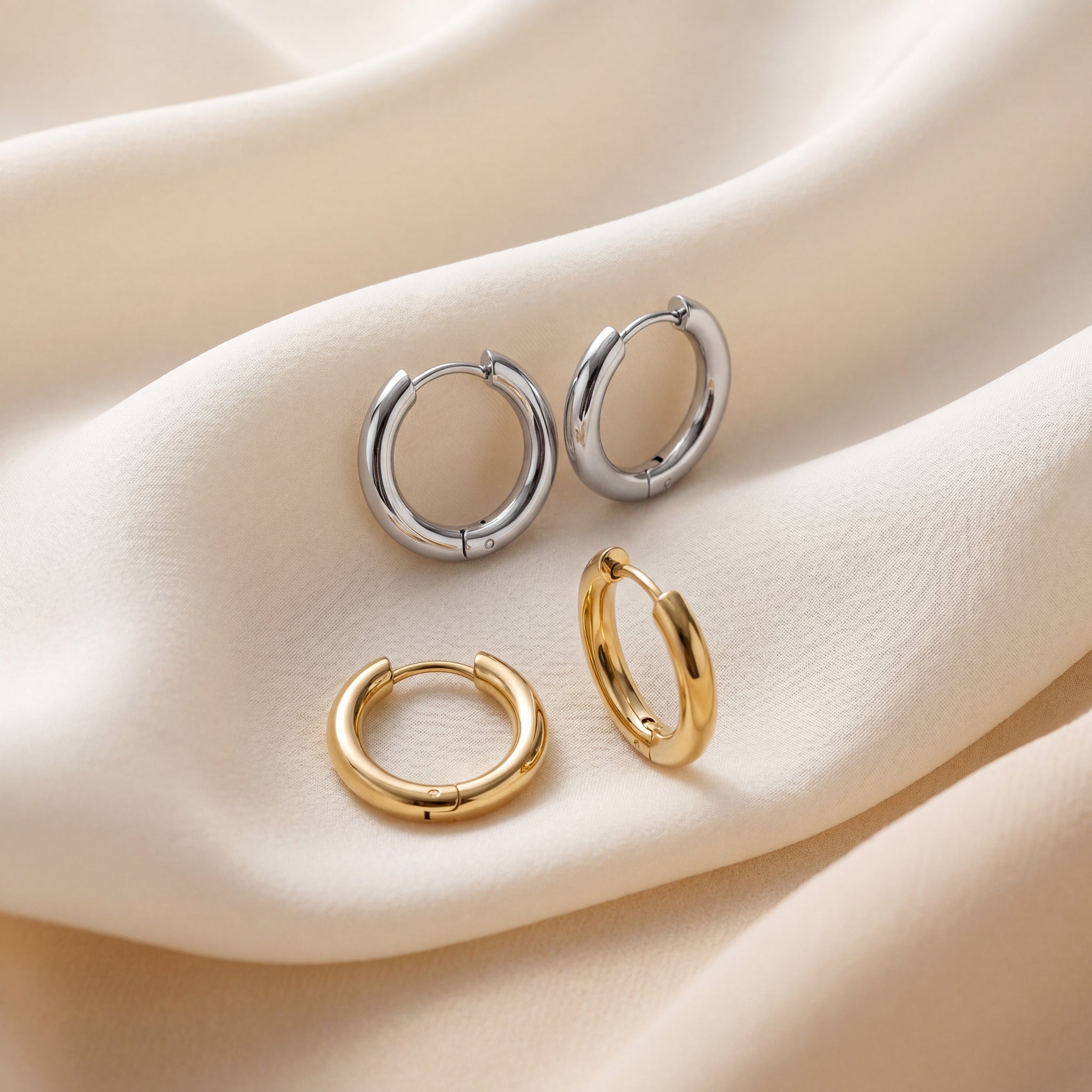 Classic Round Hoop Earrings Set