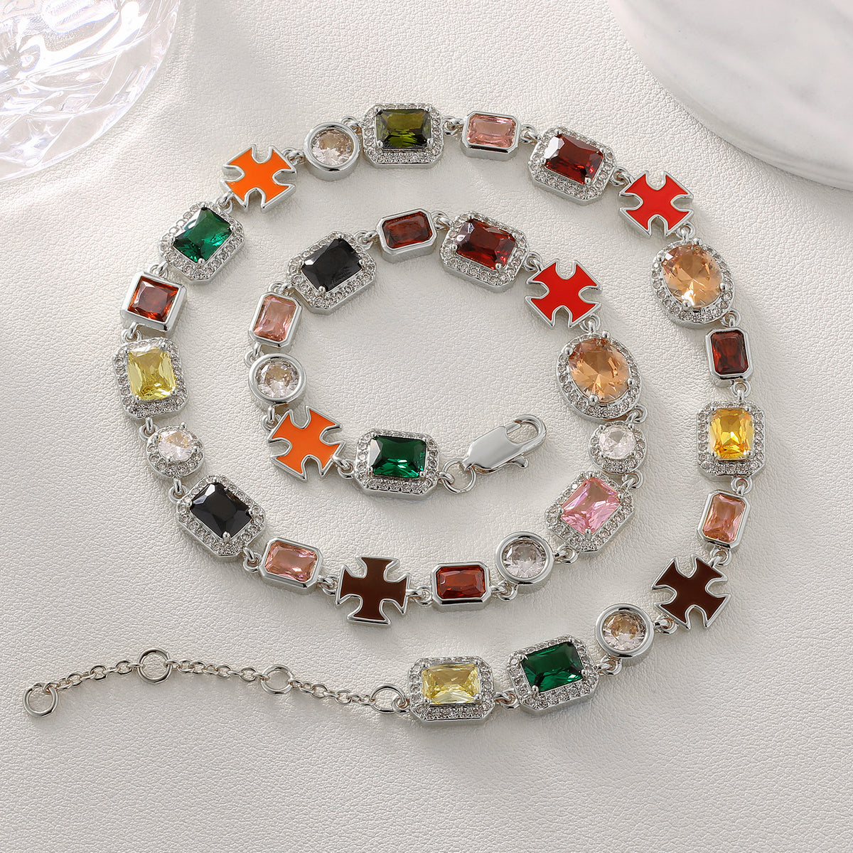 Rainbow Radiance Necklace & Bracelet Set