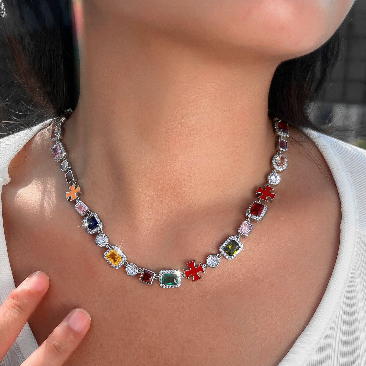 Rainbow Radiance Necklace & Bracelet Set