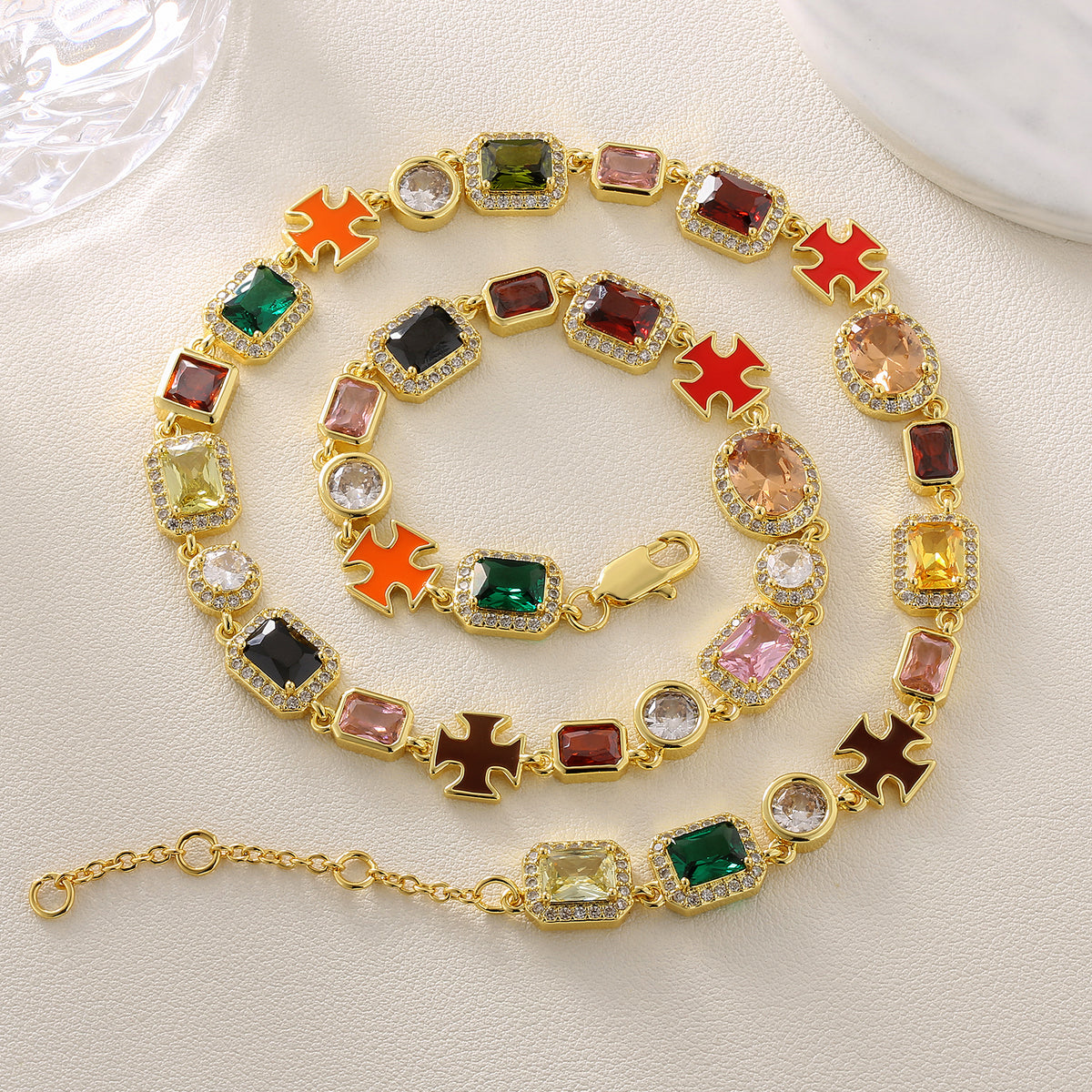 Rainbow Radiance Necklace & Bracelet Set