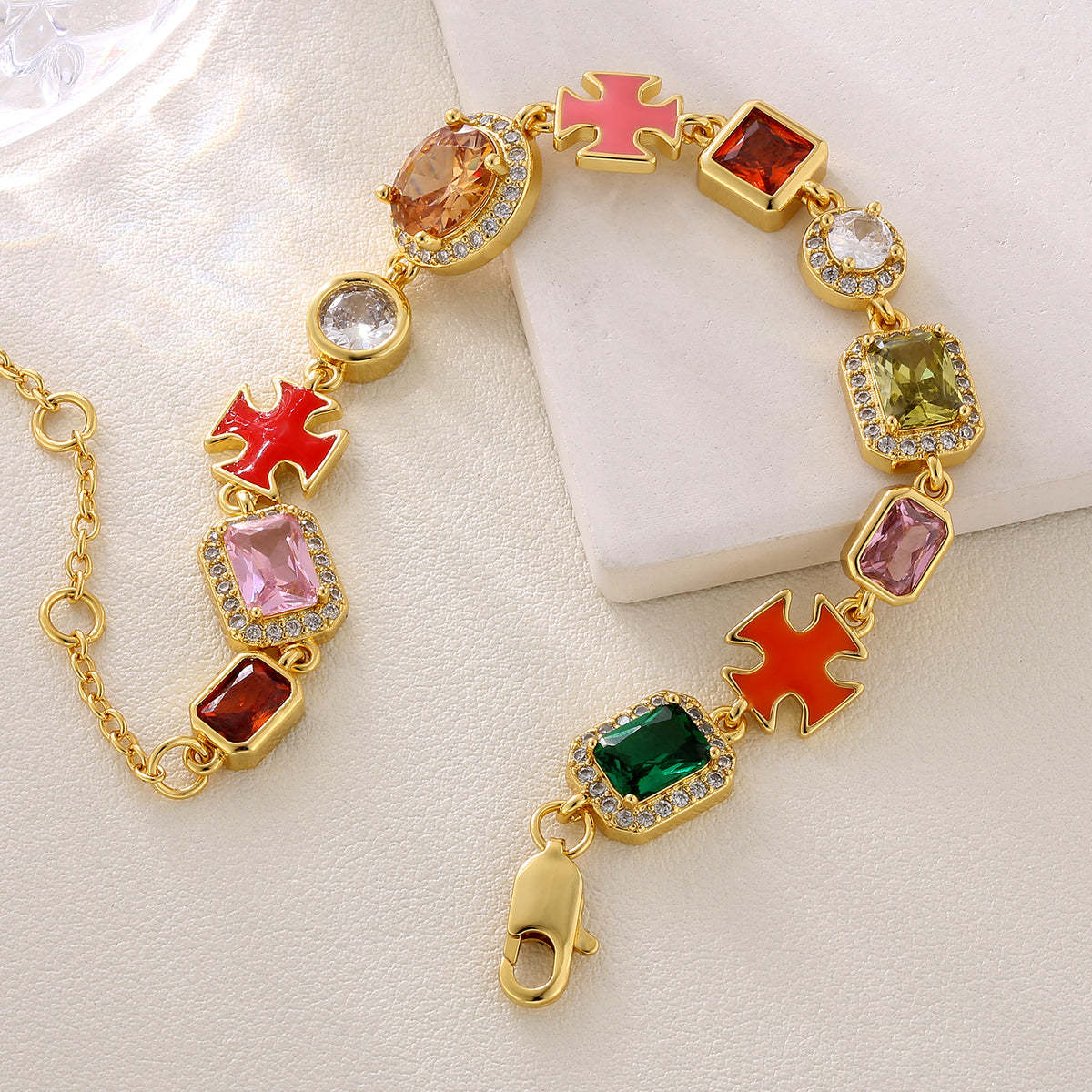 Rainbow Radiance Necklace & Bracelet Set