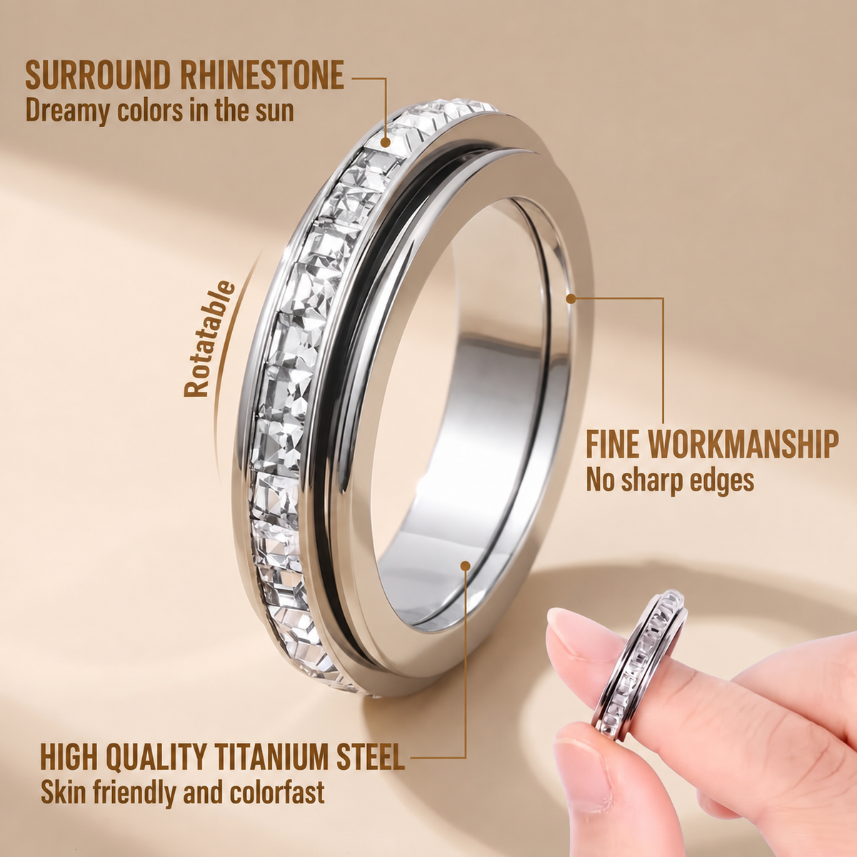 Crystal Halo Spinner Ring