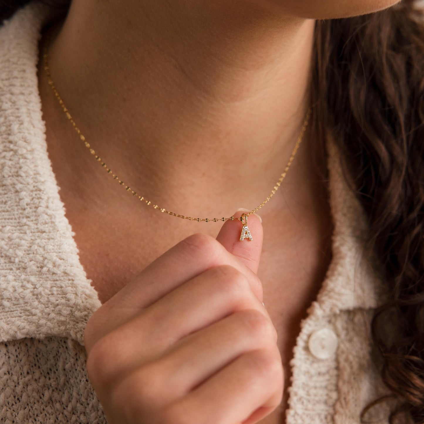 Personalized Pave Letter Necklace